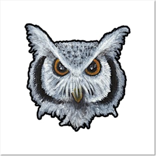 Monochromatic Horned Owl in Acrylic Posters and Art